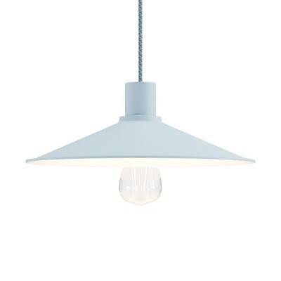 Pendant lighting Made in Italy complete with fabric cable, Swing Pastel lampshade with metal finishing - Soft blue