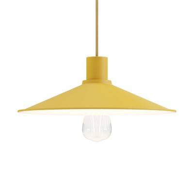 Pendant lighting Made in Italy complete with fabric cable, Swing Pastel lampshade with metal finishing - Yellow mustard