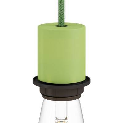 E27 semi-flush metal lamp holder kit with concealed cable clamp - Soft green