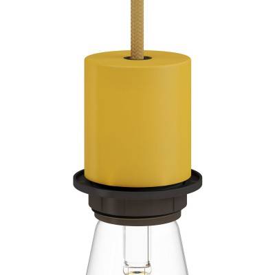 E27 semi-flush metal lamp holder kit with concealed cable clamp - Yellow mustard