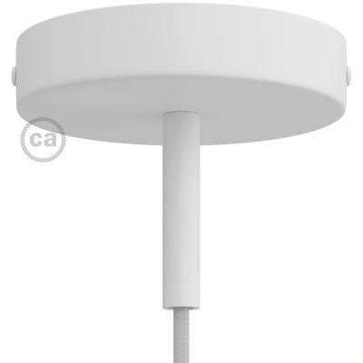 Cylindrical metal ceiling rose kit with 7 cm cable clamp - Matt White