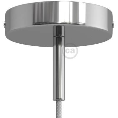 Cylindrical metal ceiling rose kit with 7 cm cable clamp - Chrome