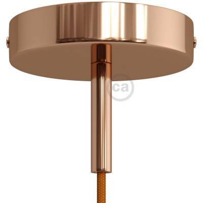 Cylindrical metal ceiling rose kit with 7 cm cable clamp - Copper