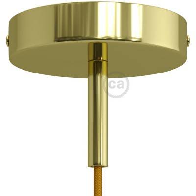 Cylindrical metal ceiling rose kit with 7 cm cable clamp - Brass