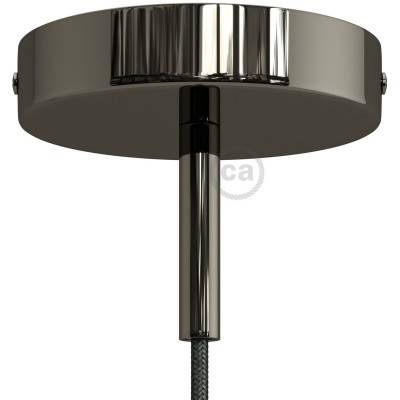 Cylindrical metal ceiling rose kit with 7 cm cable clamp - Black pearl