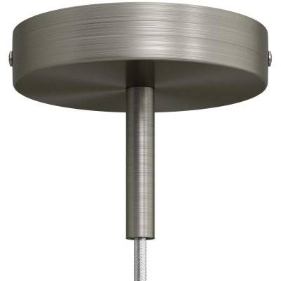 Cylindrical metal ceiling rose kit with 7 cm cable clamp - Brushed titanium