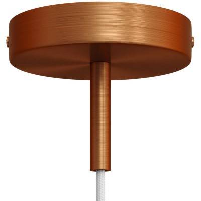 Cylindrical metal ceiling rose kit with 7 cm cable clamp - Brushed copper