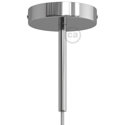 Cylindrical metal ceiling rose kit with 15 cm cable clamp - Chrome