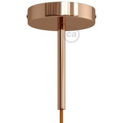 Cylindrical metal ceiling rose kit with 15 cm cable clamp - Copper