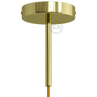 Cylindrical metal ceiling rose kit with 15 cm cable clamp - Brass