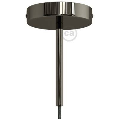 Cylindrical metal ceiling rose kit with 15 cm cable clamp - Black pearl