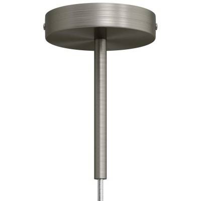 Cylindrical metal ceiling rose kit with 15 cm cable clamp - Brushed titanium