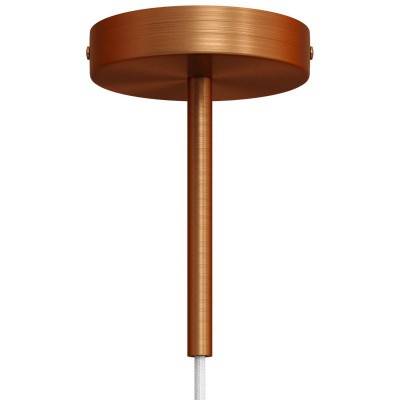 Cylindrical metal ceiling rose kit with 15 cm cable clamp - Brushed copper