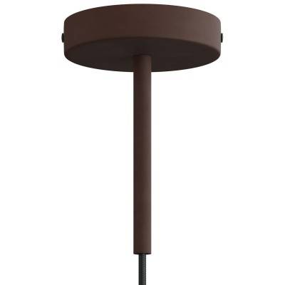 Cylindrical metal ceiling rose kit with 15 cm cable clamp - Painted dark rust