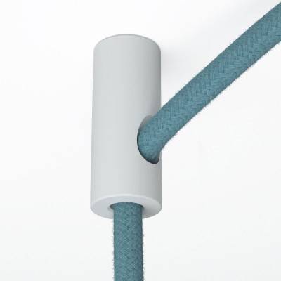 Decentraliser, ceiling hook for fabric electrical cables with stop - White