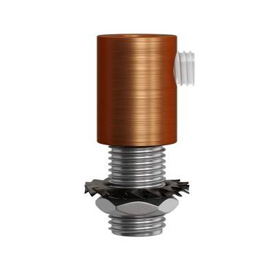 Cylindrical metal cable clamp complete with rod, nut and washer - Brushed copper