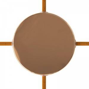 Cylindrical metal 4-side hole ceiling rose kit (junction box) - Copper