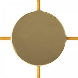 Cylindrical metal 4-side hole ceiling rose kit (junction box) - Brass