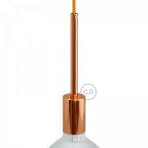 Cylindrical metal E27 lamp holder kit with 15 cm cable clamp - Copper