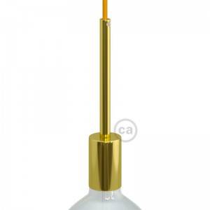 Cylindrical metal E27 lamp holder kit with 15 cm cable clamp - Brass