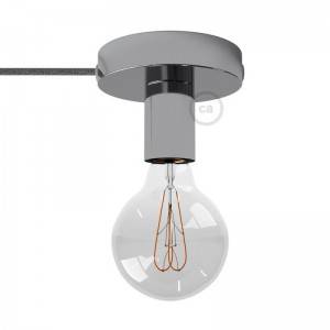 Spostaluce, the metal light source with fabric cable and side holes - Chrome