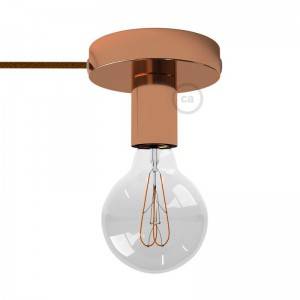 Spostaluce, the metal light source with fabric cable and side holes - Copper