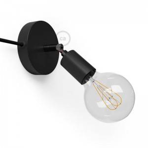 Spostaluce Metal 90°, the adjustable light source with fabric cable and side holes - Black