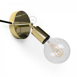 Spostaluce Metal 90°, the adjustable light source with fabric cable and side holes - Brass