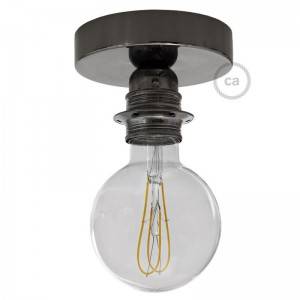 Fermaluce Metal with E27 threaded lamp holder, the metal wall or ceiling light source - Black pearl