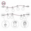 Electric cable for String Lights, covered by Rayon fabric Silver CM02