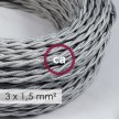 Large section electric cable 3x1,50 twisted - covered by rayon Silver TM02