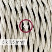 Large section electric cable 3x1,50 twisted - covered by rayon Ivory TM00