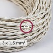 Large section electric cable 3x1,50 twisted - covered by rayon Ivory TM00