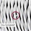 Large section electric cable 3x1,50 twisted - covered by rayon White TM01