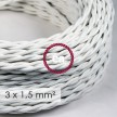 Large section electric cable 3x1,50 twisted - covered by rayon White TM01