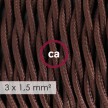 Large section electric cable 3x1,50 twisted - covered by rayon Brown TM13