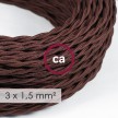 Large section electric cable 3x1,50 twisted - covered by rayon Brown TM13