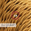 Large section electric cable 3x1,50 twisted - covered by rayon Gold TM05