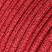 Round electric Cable covered in Plain Cherry Red RN24 Jute