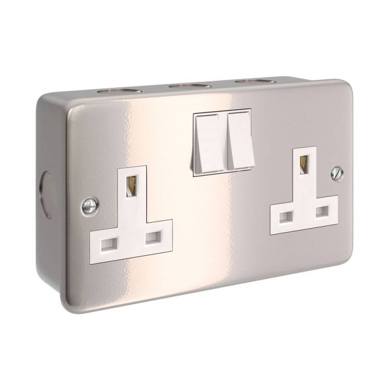 Metal clad box with double UK socket and double switch for Creative-Tube