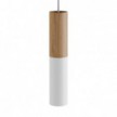 Pendant lamp complete with textile cable and double Tub-E14 wood and metal shade - Made in Italy