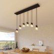 6-light pendant lamp with 675 mm  rectangular XXL Rose-One, featuring fabric cable and metal finishes