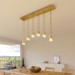 6-light pendant lamp with 675 mm  rectangular XXL Rose-One, featuring fabric cable and metal finishes