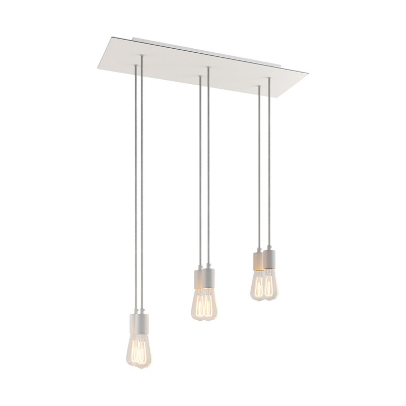 6-light pendant lamp with 675 mm  rectangular XXL Rose-One, featuring fabric cable and metal finishes