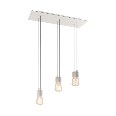 6-light pendant lamp with 675 mm  rectangular XXL Rose-One, featuring fabric cable and metal finishes - Matt White Dibond