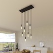 8-light pendant lamp with 675 mm rectangular XXL Rose-One, featuring fabric cable and metal finishes