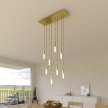 8-light pendant lamp with 675 mm rectangular XXL Rose-One, featuring fabric cable and metal finishes