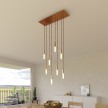 8-light pendant lamp with 675 mm rectangular XXL Rose-One, featuring fabric cable and metal finishes