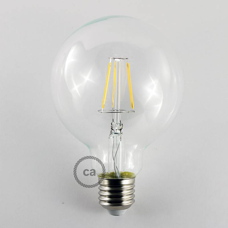 LED Transparent Light Bulb - Globe G95 Short Filament - 4W 470Lm E27 2700K