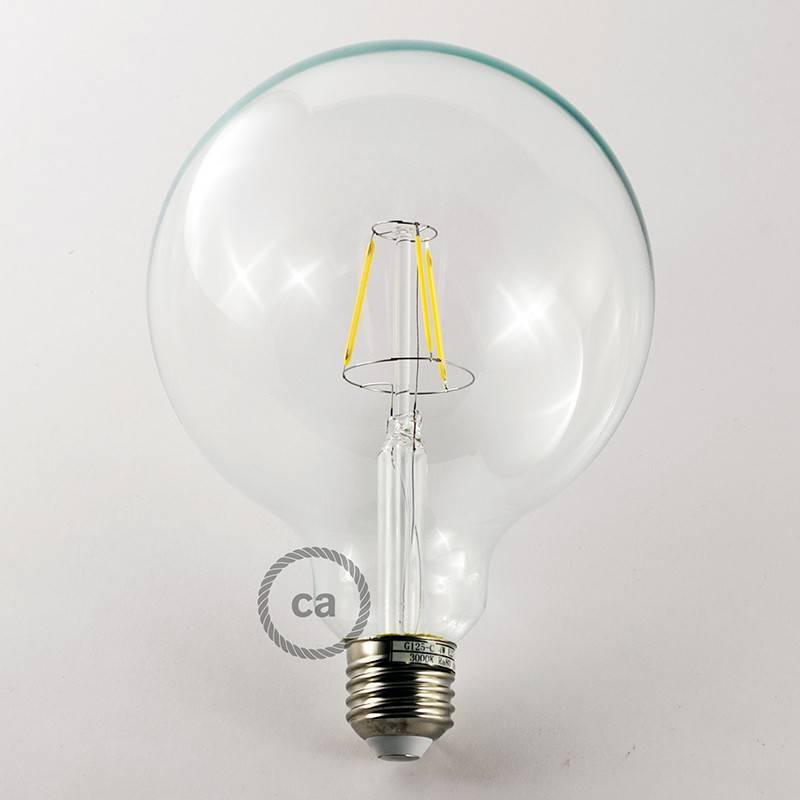 LED Transparent Light Bulb - Globe G125 Short Filament - 4W 470Lm E27 2700K